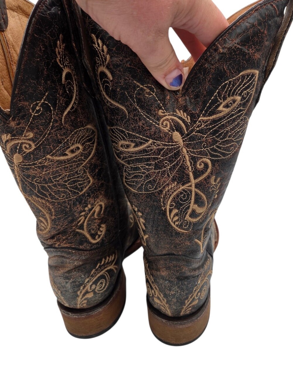 Circle G Women’s Distressed  Dragonfly Embroidered Cowgirl Western Boots Sz 8.5M - Picture 6 of 11